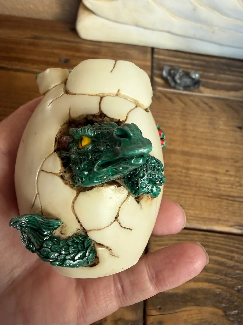 Vintage 90’s Green Baby Dragon Hatchling and Radcliffe Pewter Jewel Eyed Dragon